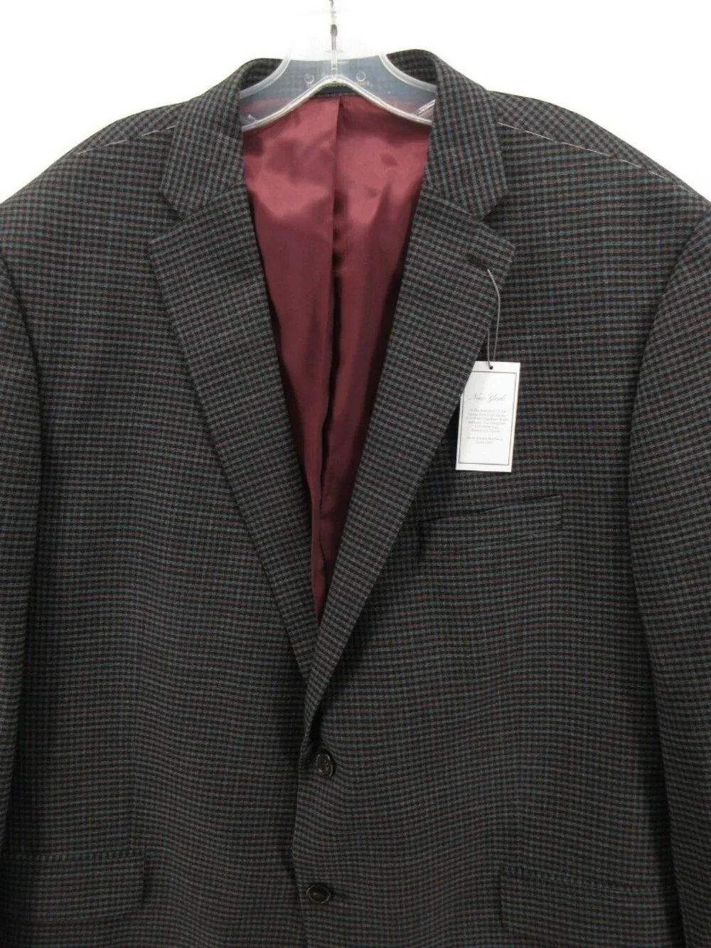 Hart Schaffner Marx Sport Coat 52 Blazer Wool Gingham Check Jacket NEW